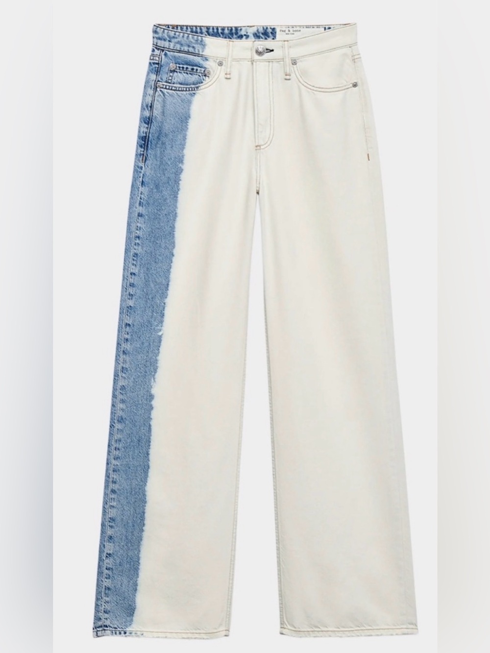 Rag & Bone Featherweight Logan Mid Rise Wide Leg Jeans, Beach Stripe Soft, sz 24